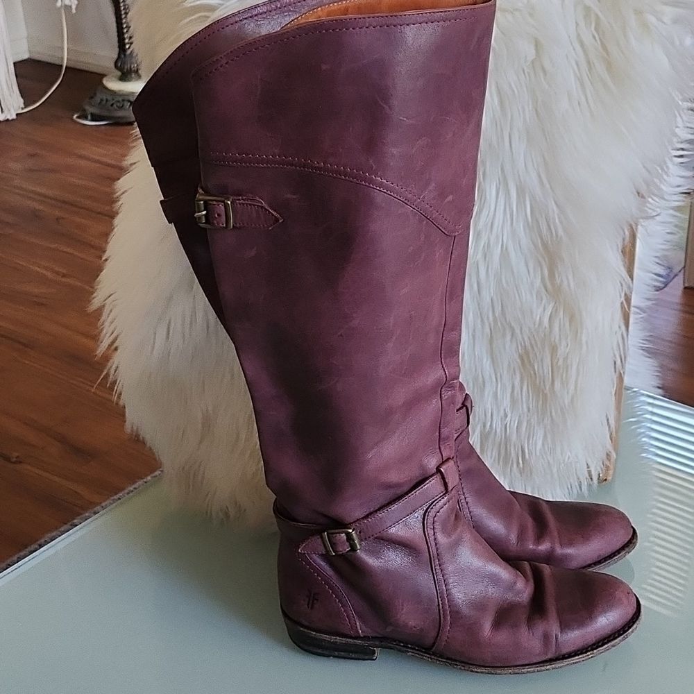 Frye Dorado Heritage Leather Equestrian Strappy Accent Riding Boots Size 7 - Picture 4 of 11